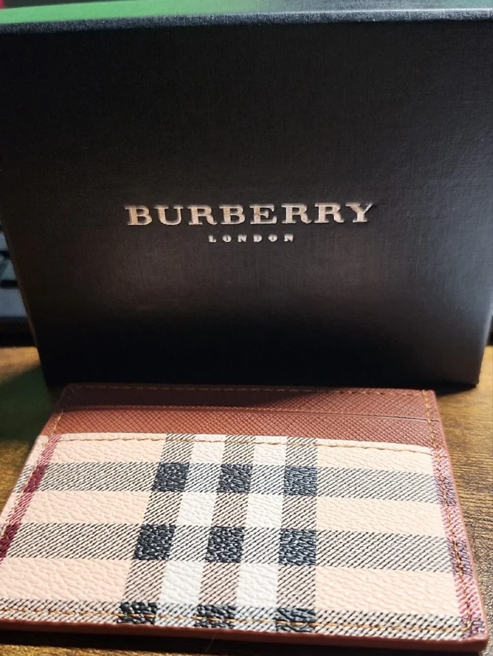 Plaid Leather Card Holder - Designer Style